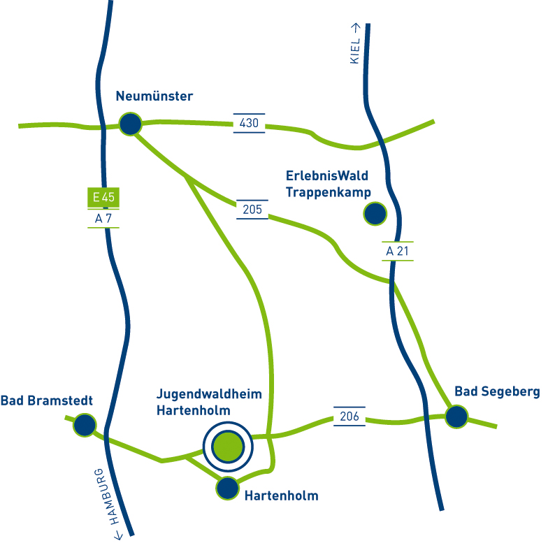 Anfahrt zum Jugendwaldheim Hartenholm