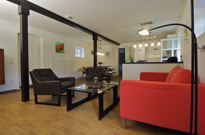 Ferienhaus Glashütte, Blick ins Wohnzimmer, Schleswig-Holsteinische Landesforsten